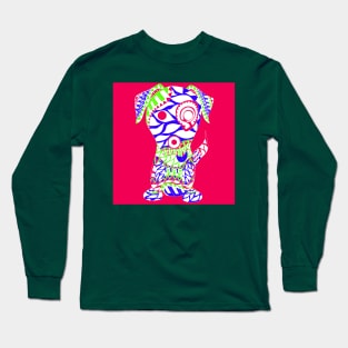 tribal dog with rasta love tattoo ecopop Long Sleeve T-Shirt